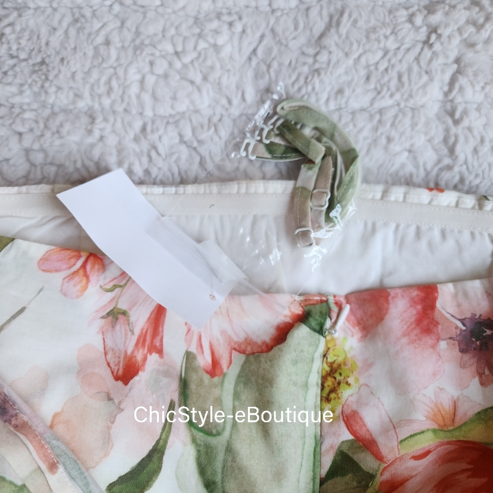 H&M Tie-back Bandeau Dress Midi Floral White/flowers Bnwt!! - Picture 16 of 16